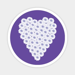 Periwinkle Blue and White Floral Heart Valentines Day Magnet